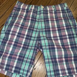 Vineyard Vines Breaker Shorts Men's Size 30 Green Blue Pink Plaid Golf Beach 8"‎
